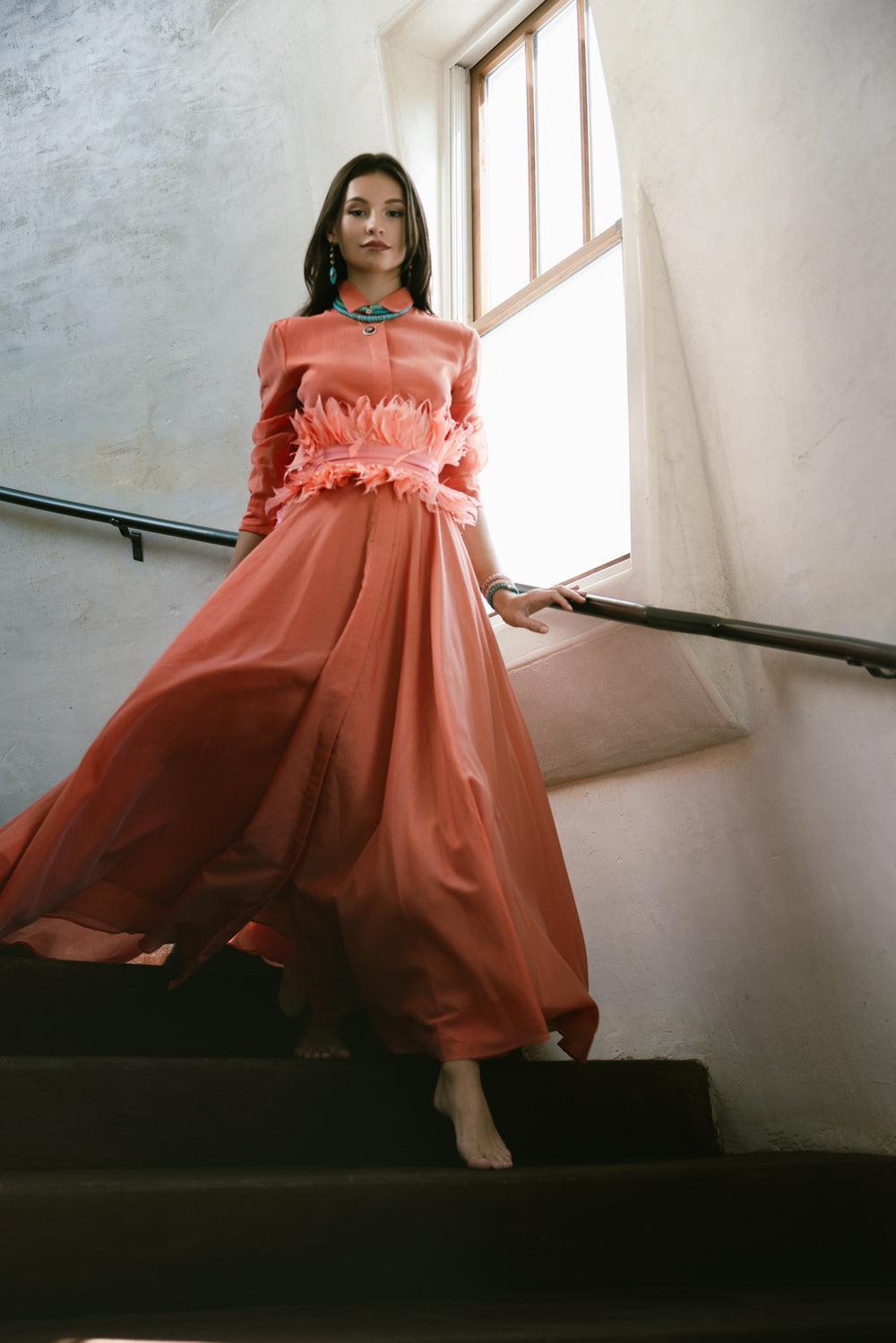 MARIA LUCE DRESS-BURNT ORANGE-40-CLOTHINGDRESSCASUAL-SARA ROKA