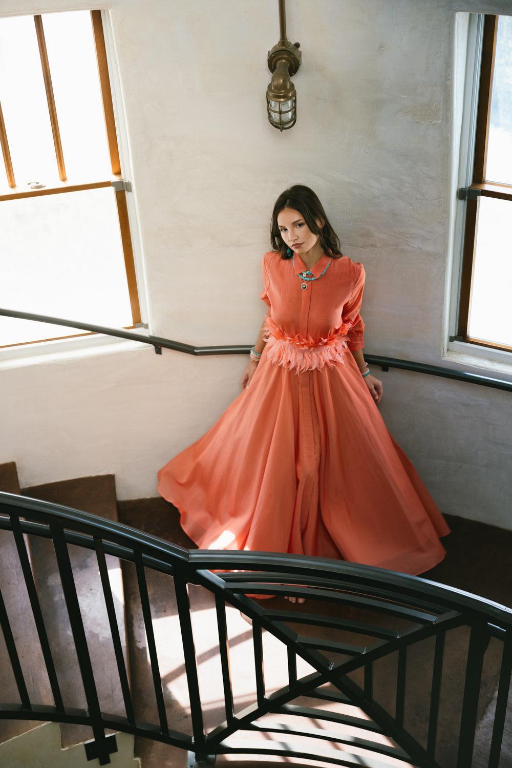 MARIA LUCE DRESS-BURNT ORANGE-40-CLOTHINGDRESSCASUAL-SARA ROKA