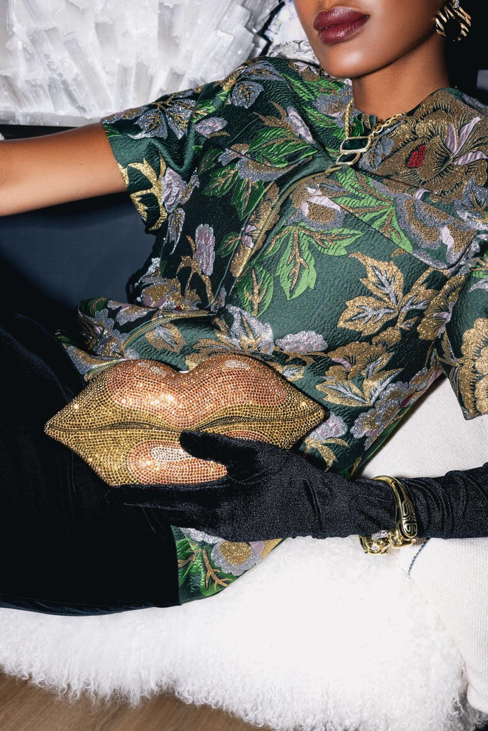 Gold Lips Clutch-CHAMPAGNE MULTI-HANDBAGCLUTCHES-JUDITH LEIBER