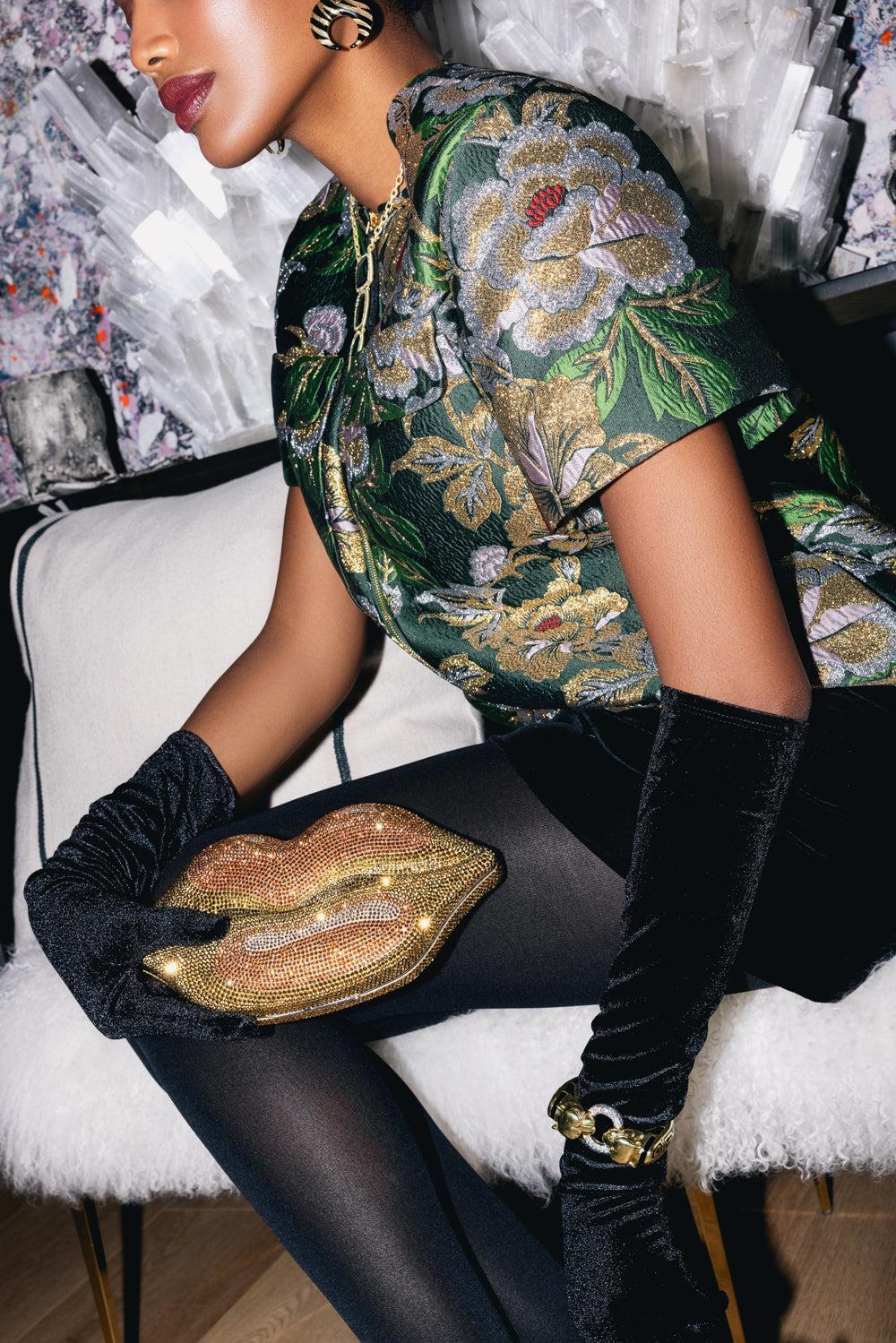 Black Enamel Twin Lion Scroll Bracelet-YELLOW GOLD-JEWELRYFINE JEWELBRACELET O-DAVID WEBB