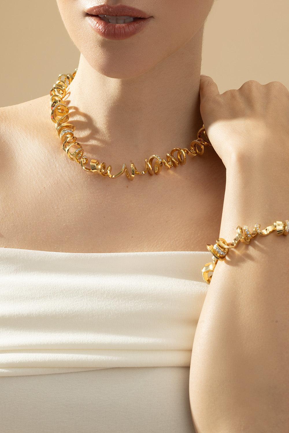 Diamond Spiral Necklace-YELLOW GOLD-16-JEWELRYFINE JEWELNECKLACE O-CICADA