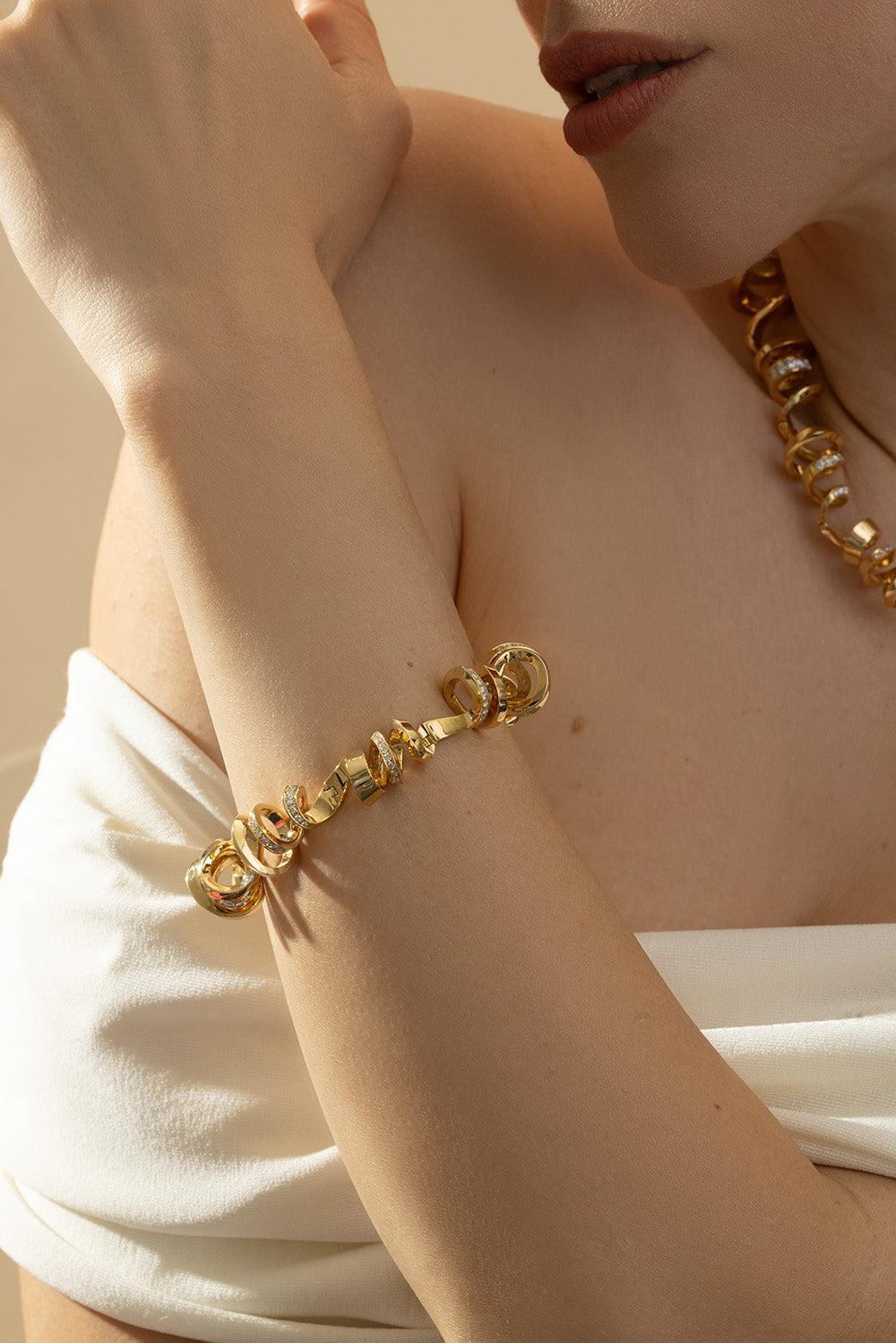 Diamond Spiral Bracelet-YELLOW GOLD-7-JEWELRYFINE JEWELBRACELET O-CICADA