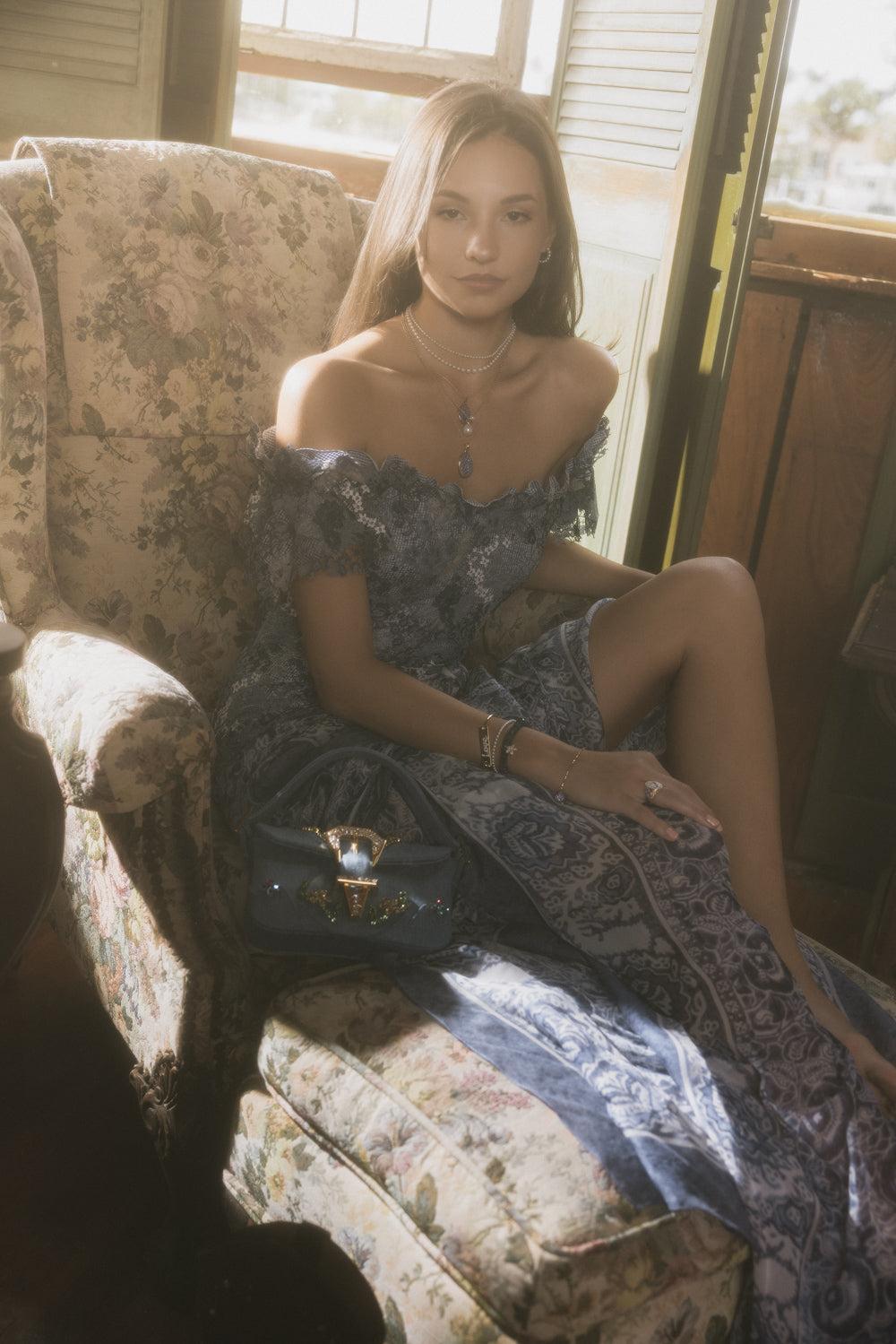 Small Blue Heart Pendant Necklace-YELLOW GOLD-JEWELRYFINE JEWELNECKLACE O-CASTRO SMITH