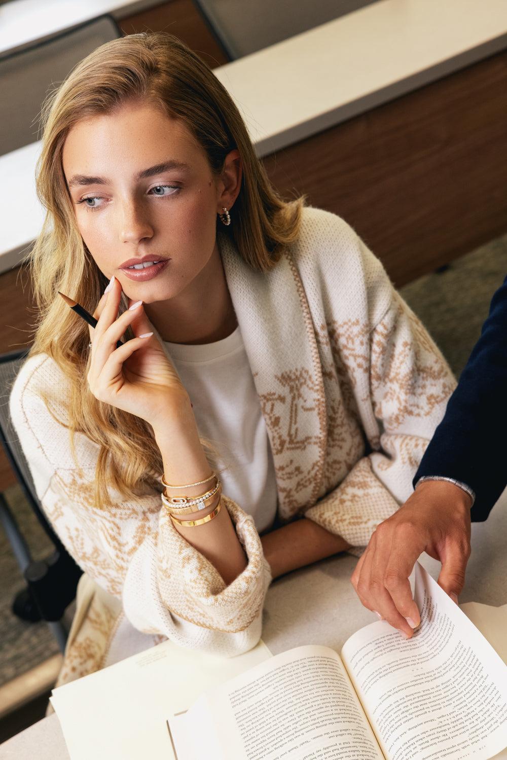 Diamond Extensible Stretch Tennis Bracelet-YELLOW GOLD-JEWELRYFINE JEWELBRACELET O-ROBERTO DEMEGLIO