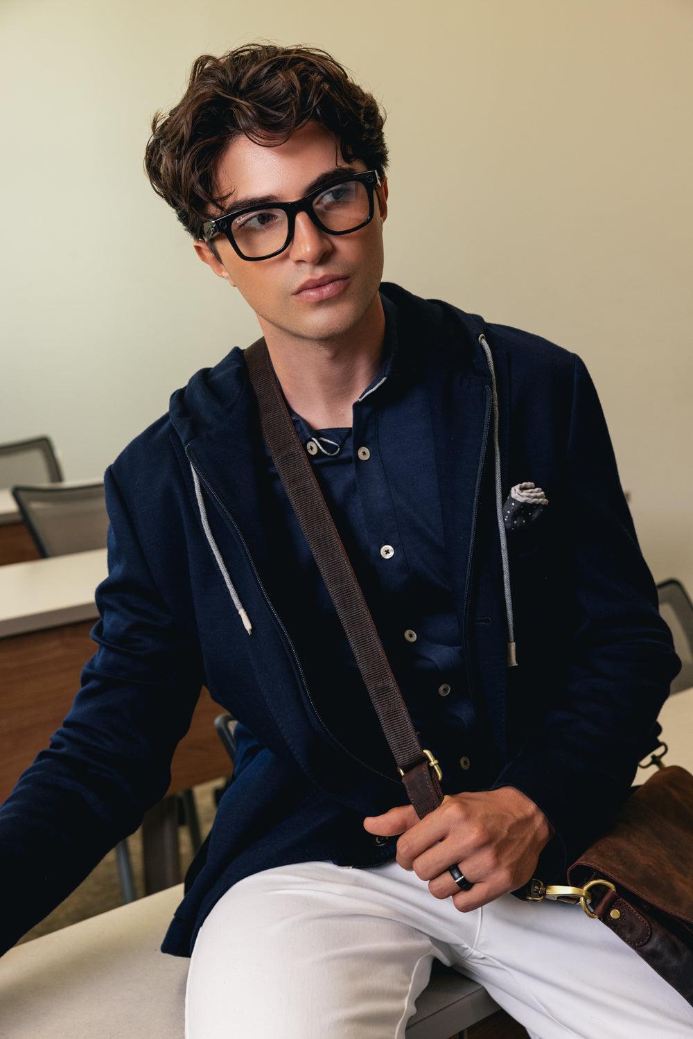 Pocket Square - Blue Gray Dot-BLUE/GRAY-MENSACCESSORIESPOCKET SQUARE-ELEVENTY