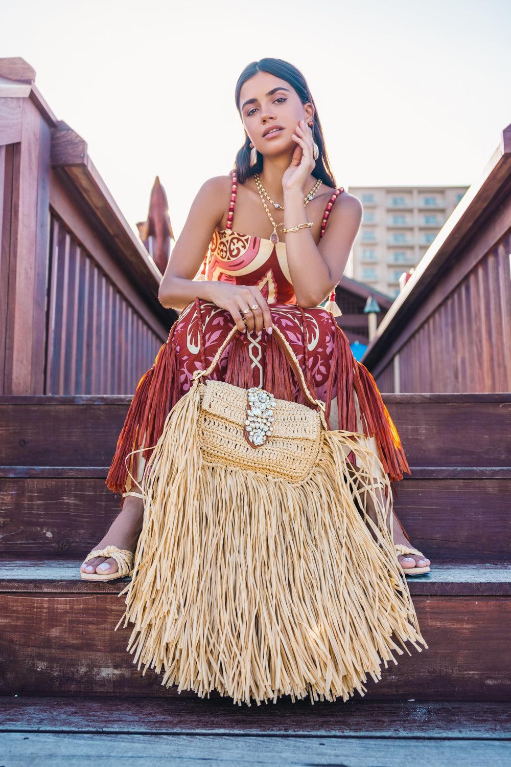 Habibi Fringe Bag - Natural | GEDEBE – Marissa Collections