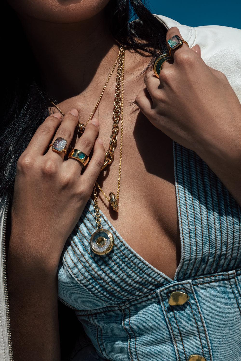 Material Emerald Ring-YELLOW GOLD-7.5-JEWELRYFINE JEWELRING-MORITZ GLIK