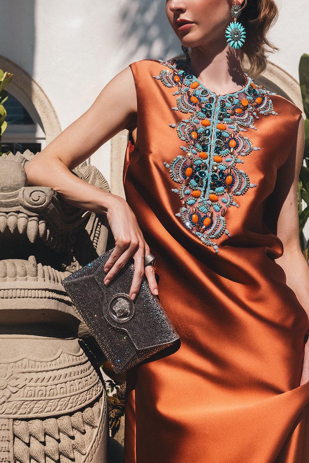 La Medusa Envelope Clutch - Pearl Gray Crystal-PRLGRYPA-O/S-HANDBAGSHOULDER-VERSACE