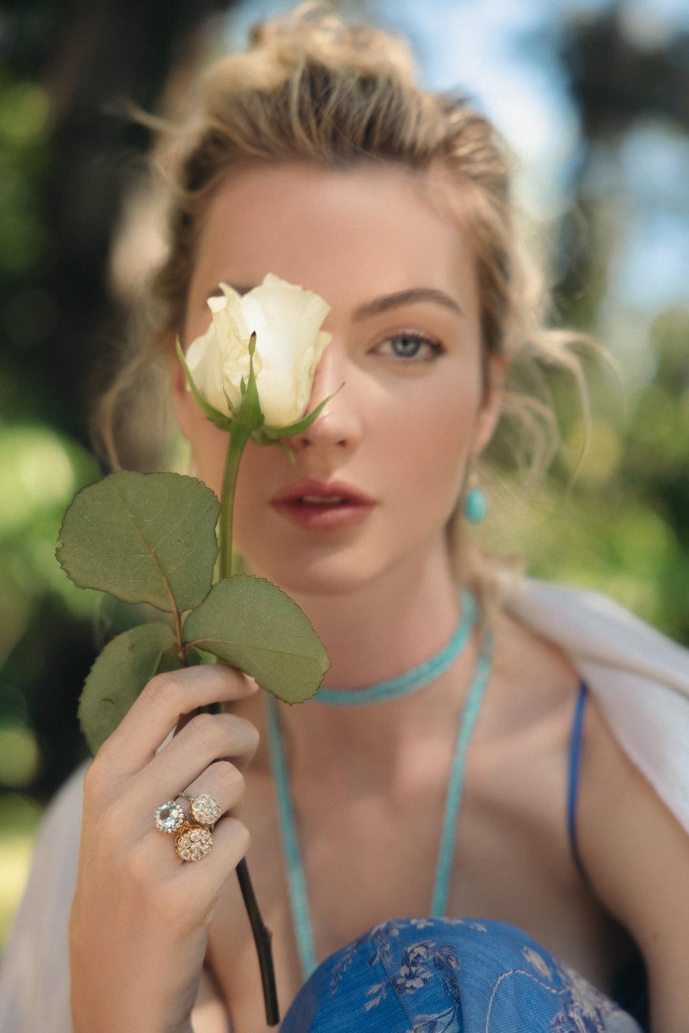 Aquamarine and Diamond Beirut Ring-ROSE GOLD-5.75-JEWELRYFINE JEWELRING-SELIM MOUZANNAR