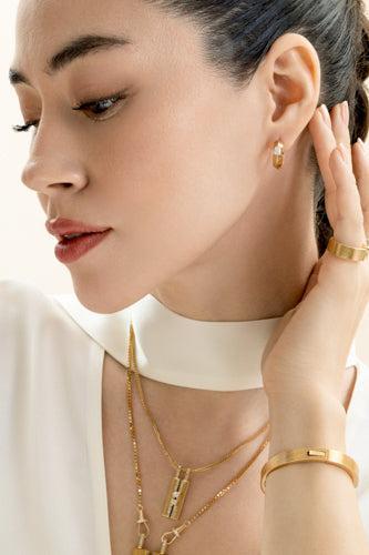 Diamond Orbit Huggie Earrings-YELLOW GOLD-JEWELRYFINE JEWELEARRING-LORAIDA