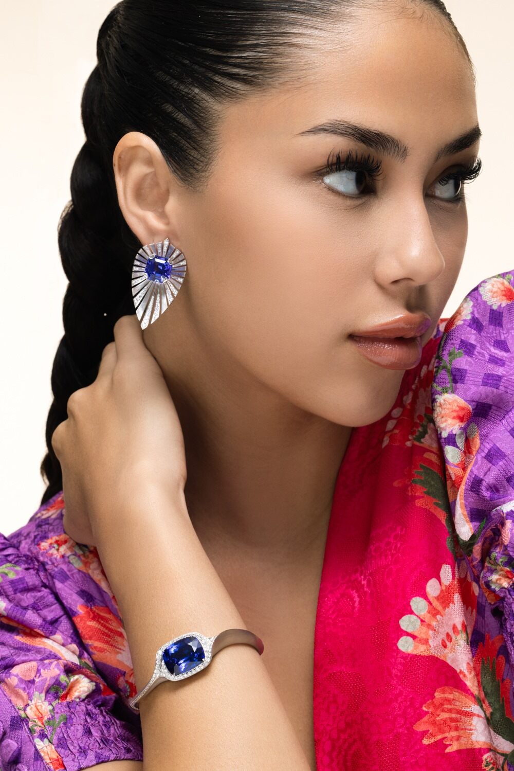 Tanzanite Diamond Sunshine Earrings-WHITE GOLD-JEWELRYFINE JEWELEARRING-ARUNASHI