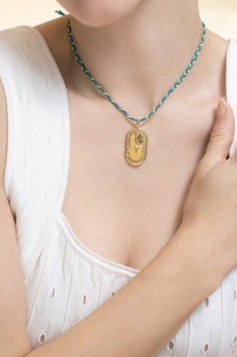 Diamond Oval Je T'adore Pendant-YELLOW GOLD-JEWELRYFINE JEWELPENDANT-CAROL KAUFFMANN