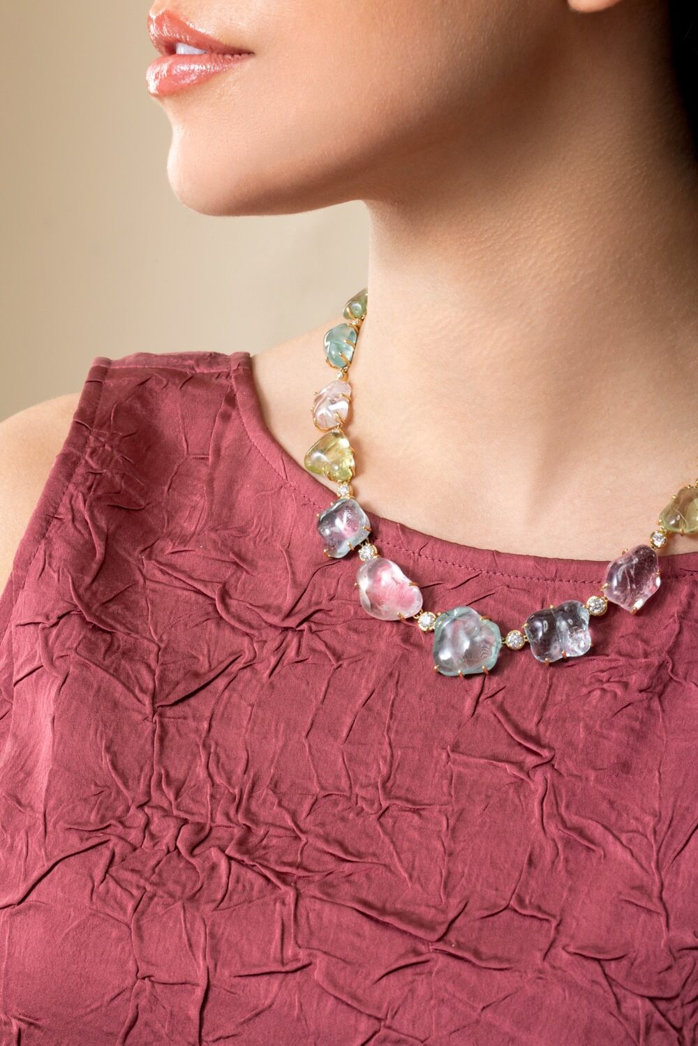 Mixed Beryl Diamond Unico Necklace-YELLOW GOLD-18.5-JEWELRYFINE JEWELNECKLACE O-MARCO BICEGO