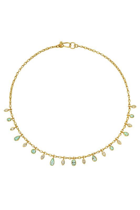 Paraiba Tourmaline Diamond Fringe Necklace