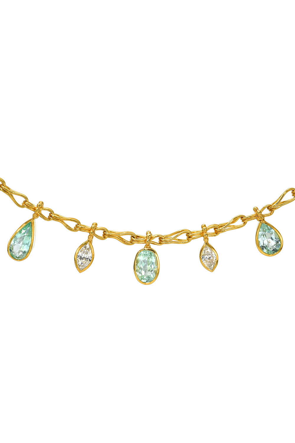 Paraiba Tourmaline Diamond Fringe Necklace