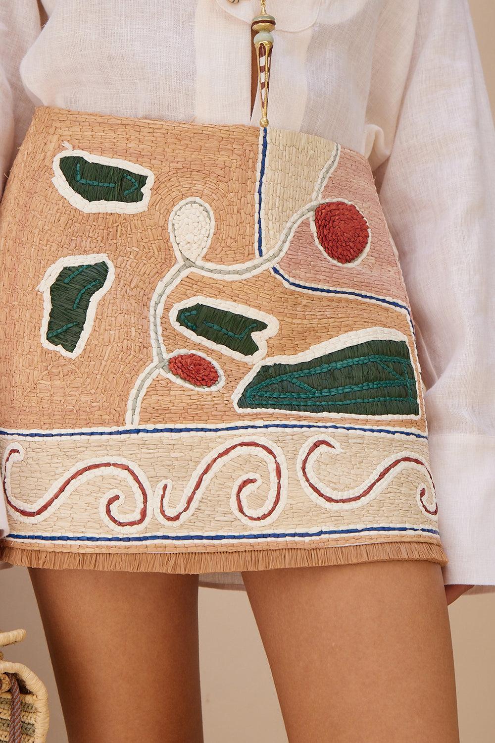 Velora Raffia Skirt-MULTI-2-CLOTHINGSKIRTMINI-ALEMAIS