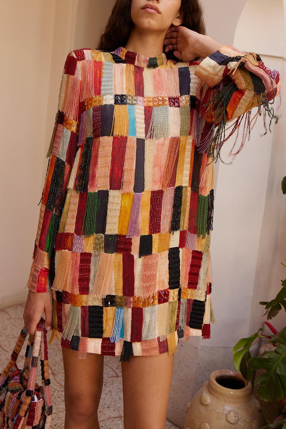 Majorelle Embellished Dress-MULTI-2-CLOTHINGDRESSCASUAL-ALEMAIS