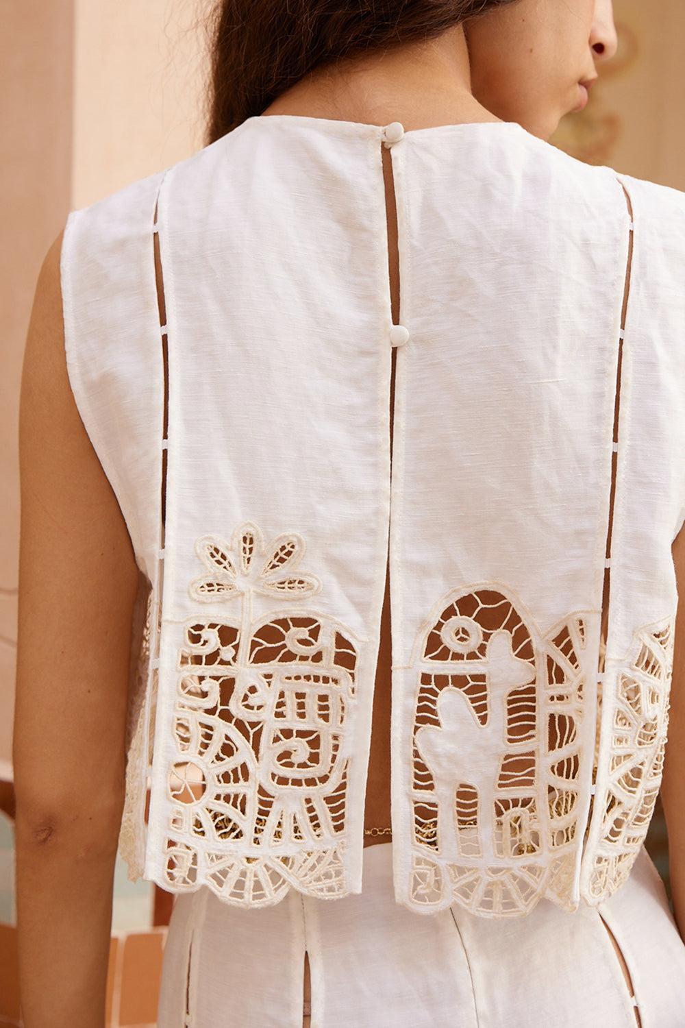 Rosemary Embroidered Top-CREAM-0-CLOTHINGTOPBLOUSE-ALEMAIS