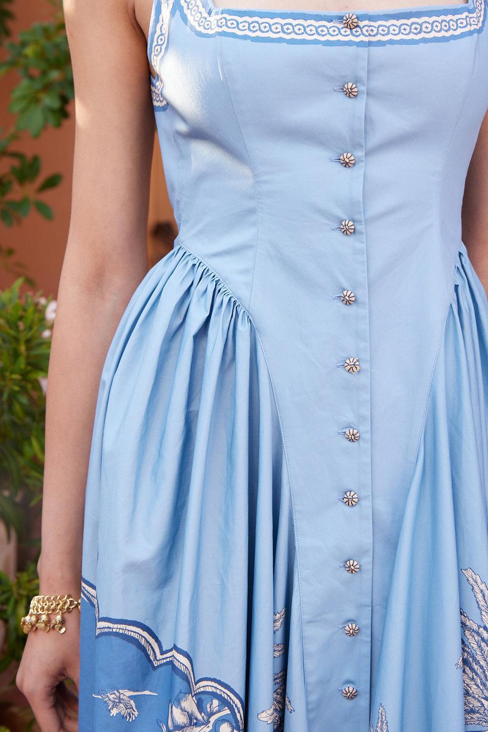 Villa Romantica Midi Dress-BLUE-2-CLOTHINGDRESSCASUAL-ALEMAIS