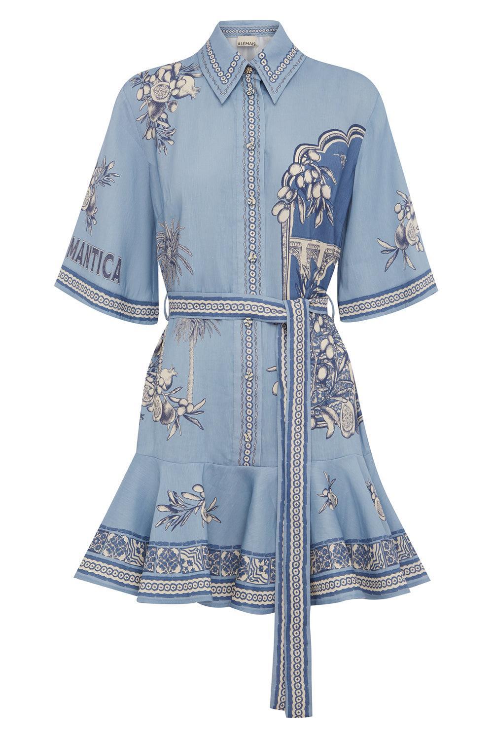 Villa Romantica Mini Dress-BLUE-0-CLOTHINGDRESSCASUAL-ALEMAIS
