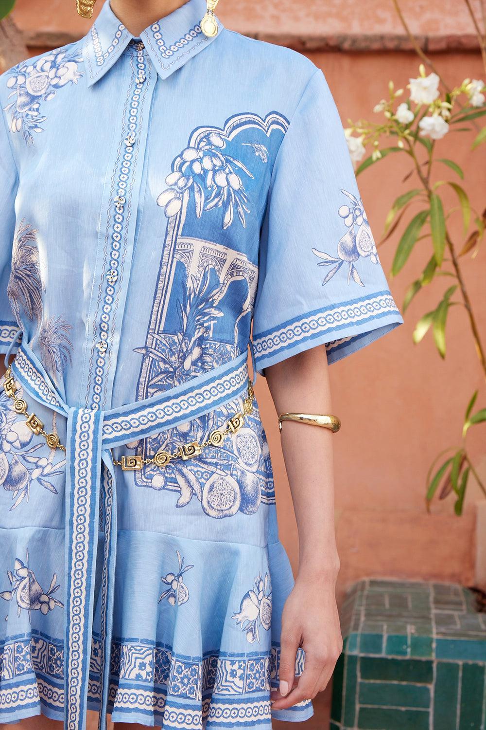 Villa Romantica Mini Dress-BLUE-0-CLOTHINGDRESSCASUAL-ALEMAIS