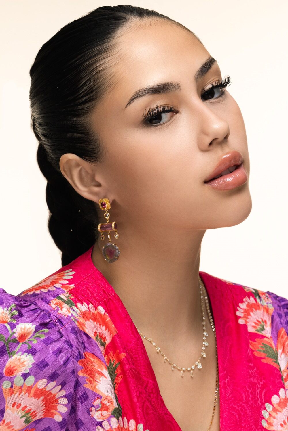 Watermelon Tourmaline Drop Earrings-YELLOW GOLD-JEWELRYFINE JEWELEARRING-COOMI