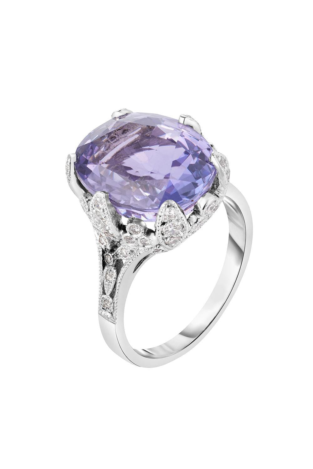 Sapphire Art Deco Ring-PLATINUM-6.5-JEWELRYFINE JEWELRING-CICADA