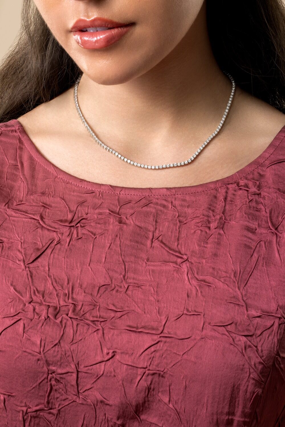 Diamond Tennis Necklace - 7ct-WHITE GOLD-16-JEWELRYFINE JEWELNECKLACE O-WITH LOVE
