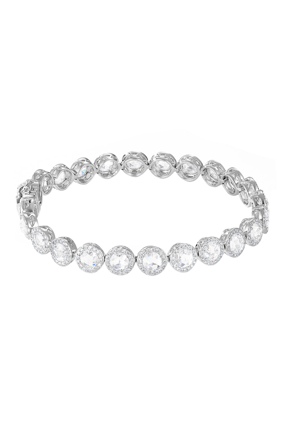 Diamond Scallop Tennis Bracelet-WHITE GOLD-JEWELRYFINE JEWELBRACELET O-64 FACETS