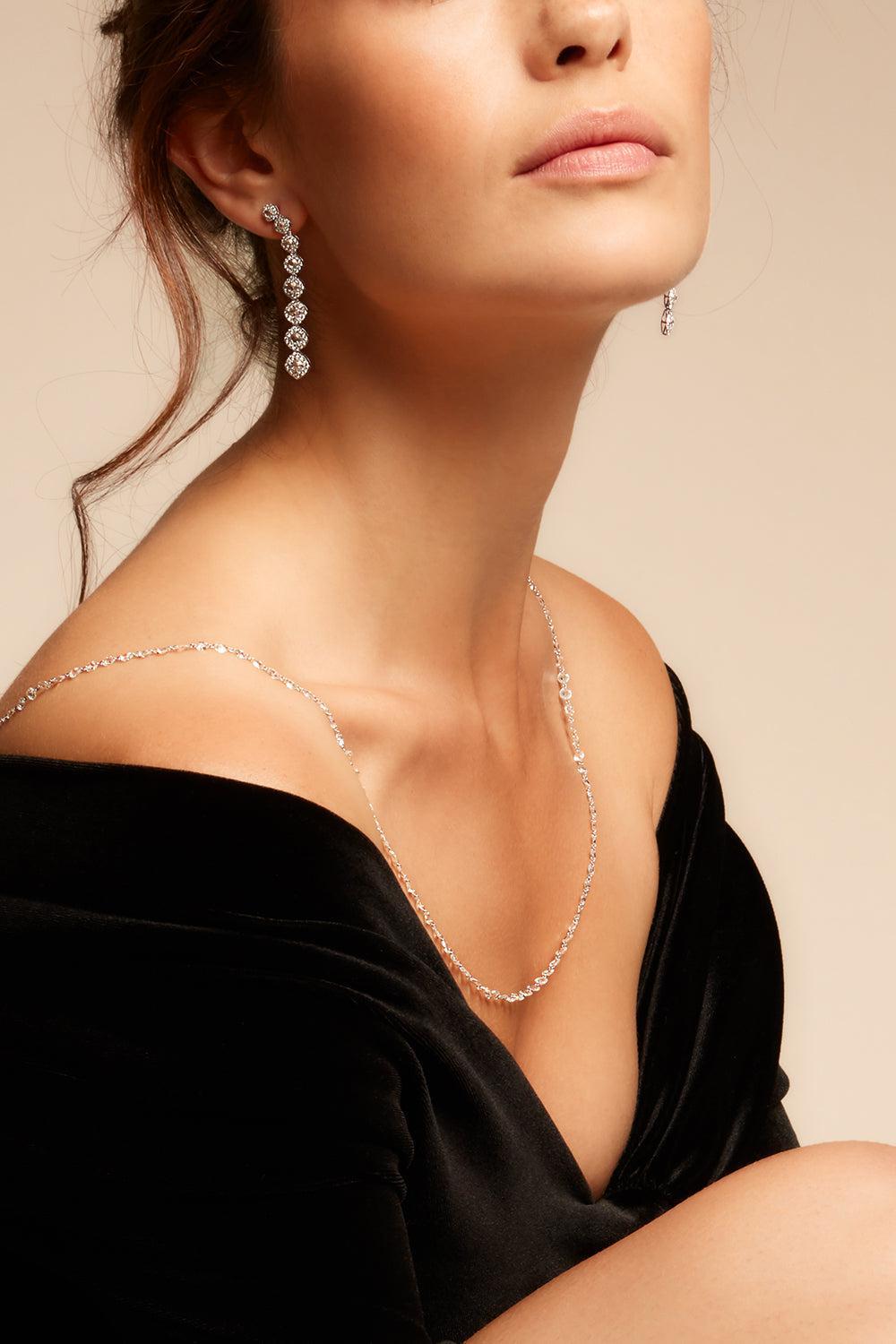 Diamond Linear Drop Earrings-WHITE GOLD-JEWELRYFINE JEWELEARRING-64 FACETS