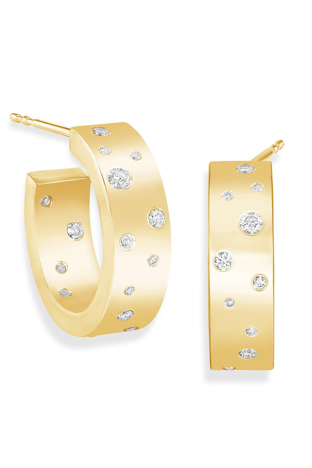 Stardust Mini Hoop Earrings-YELLOW GOLD-JEWELRYFINE JEWELEARRING-64 FACETS