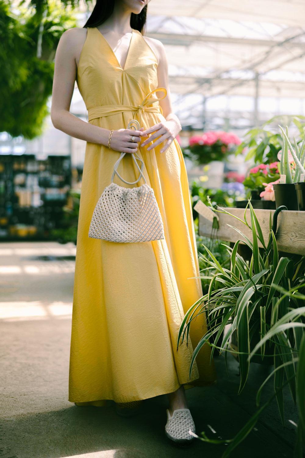 Belted Maxi Dress-YELLOW-XS-CLOTHINGDRESSCASUAL-BRUNELLO CUCINELLI