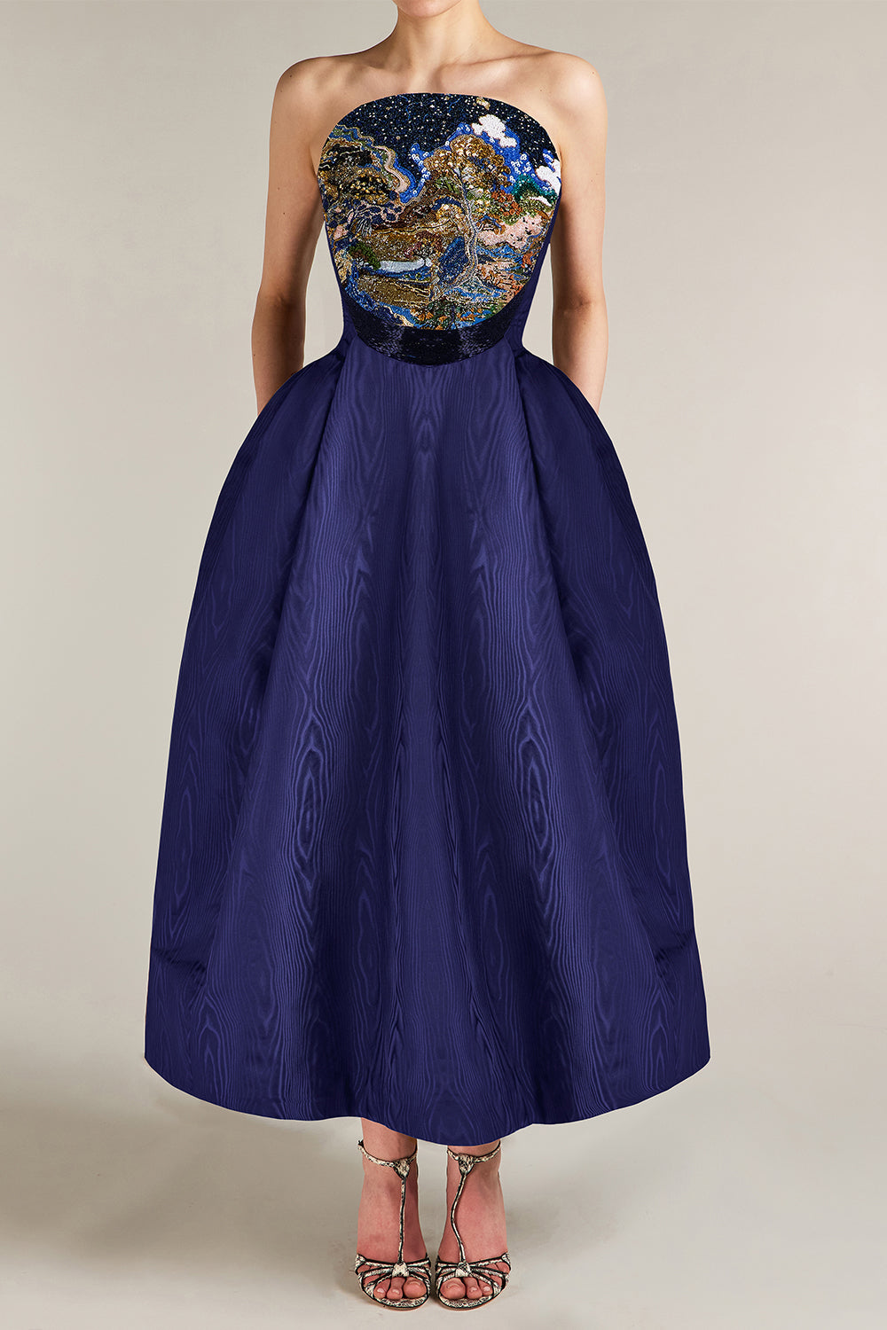 Etta Embellished Landscape Strapless Dress