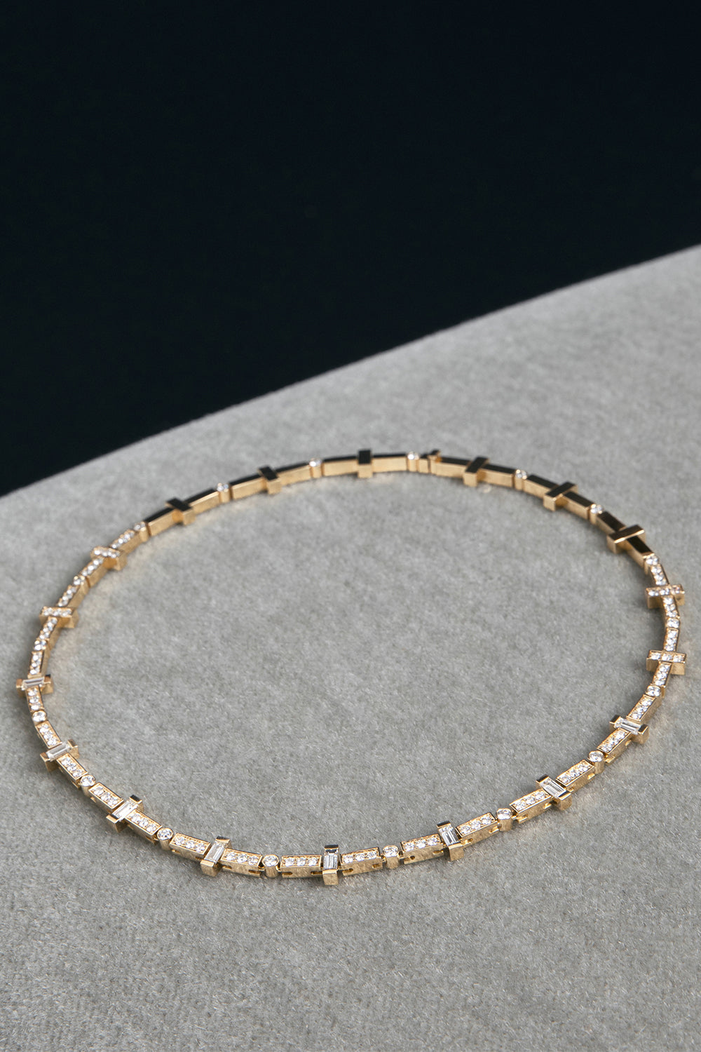 Diamond Scattered Bar Tennis Necklace