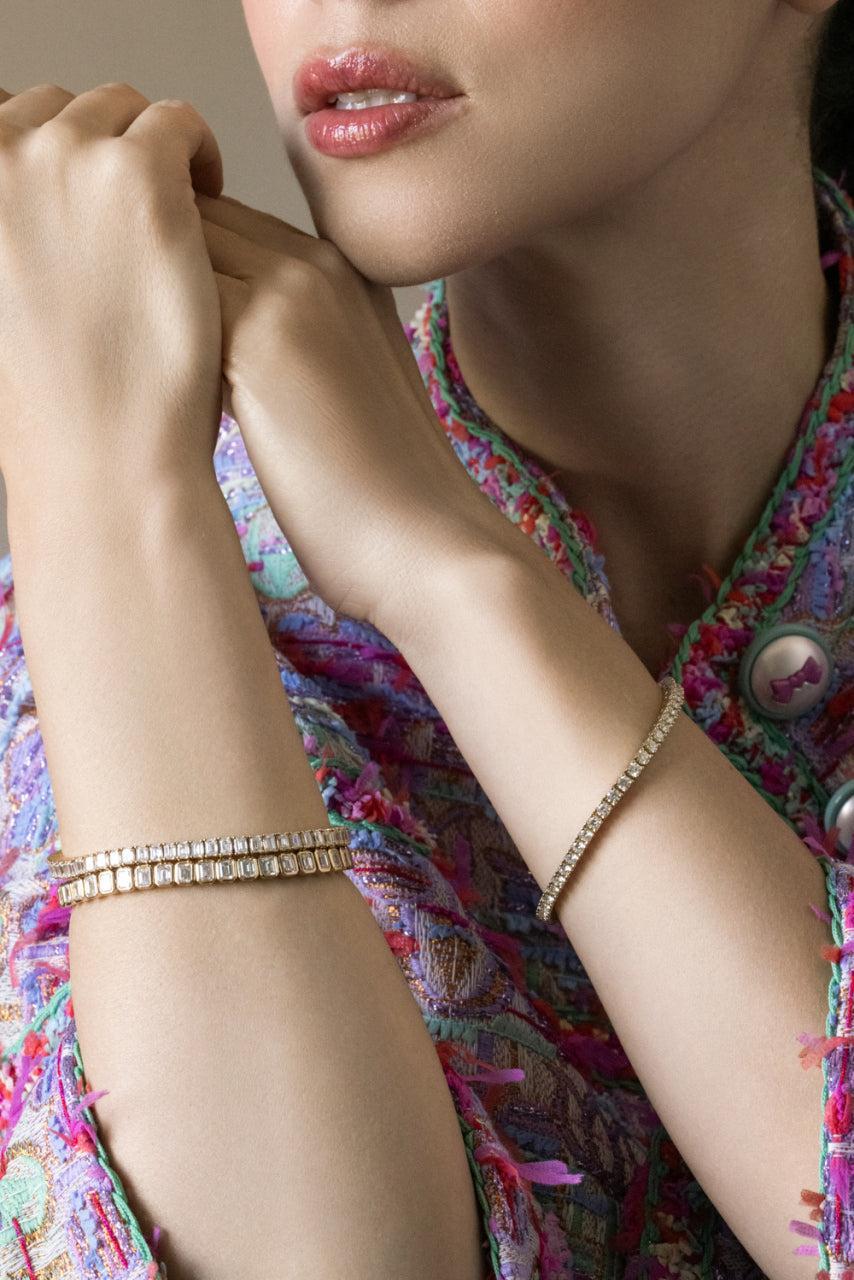 Diamond North South Prong Tennis Bracelet-YELLOW GOLD-JEWELRYFINE JEWELBRACELET O-WITH LOVE