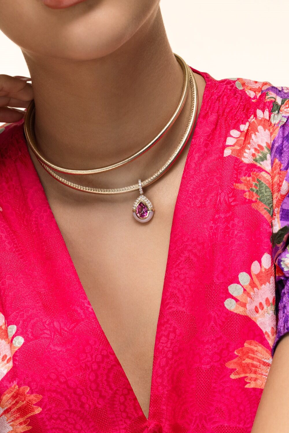 Double Torque Necklace-GOLD-15-JEWELRYFINE JEWELPENDANT-MASON & BOOKS