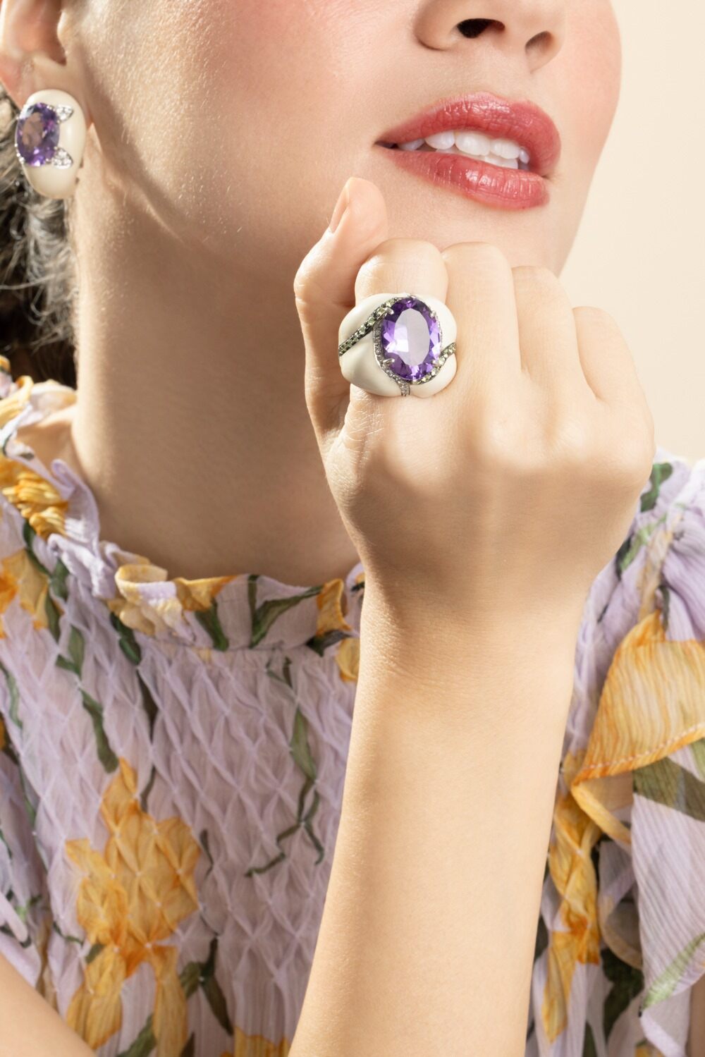 Diamond Amethyst White Ring-SILVER-7-JEWELRYFINE JEWELRING-ANDREOLI