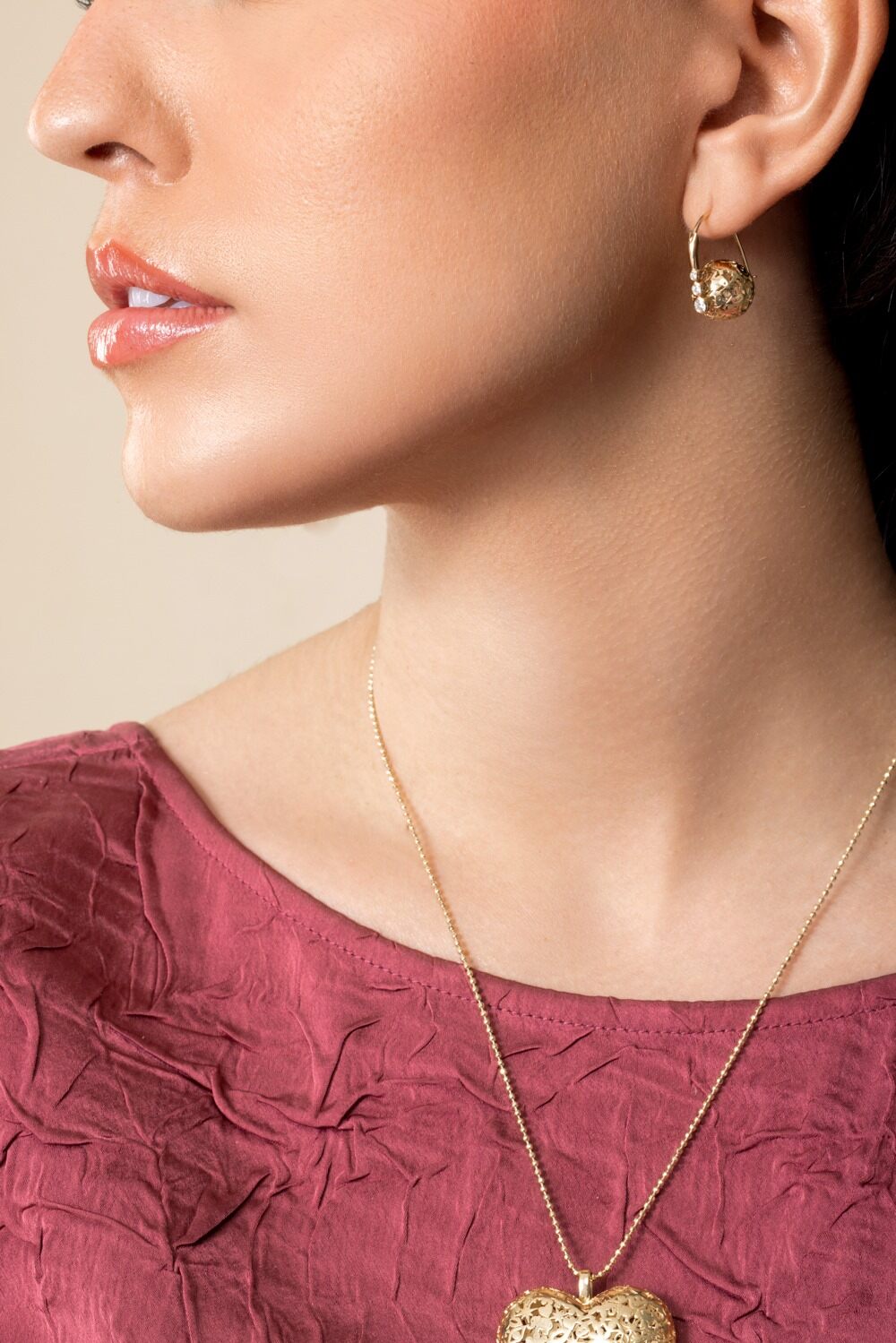 Diamond Three Bead Wallpaper Earrings-YELLOW GOLD-JEWELRYFINE JEWELBRACELET O-SYDNEY EVAN