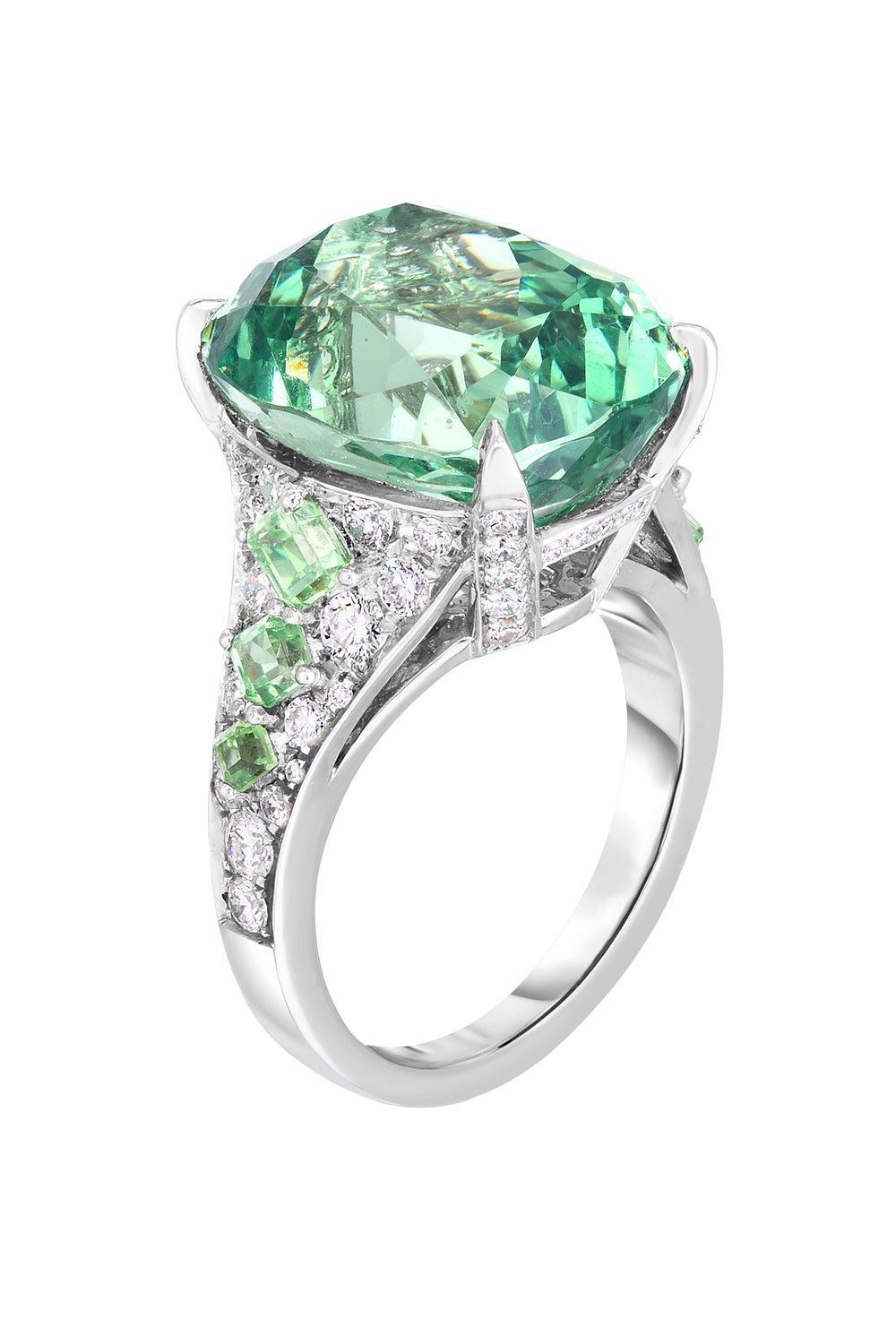 Glossular Garnet Art Deco Ring-PLATINUM-5-JEWELRYFINE JEWELRING-CICADA