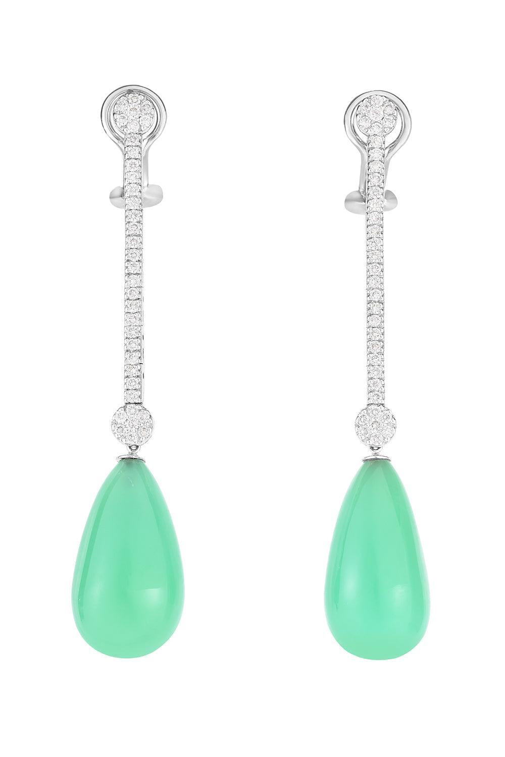 Chrysoprase Drop Earrings-PLATINUM-JEWELRYFINE JEWELEARRING-CICADA