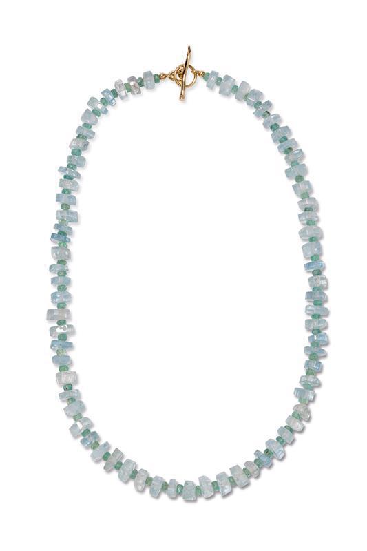 Aquamarine Bead Necklace-YELLOW GOLD-JEWELRYFINE JEWELNECKLACE O-LIZZIE FORTUNATO FINE