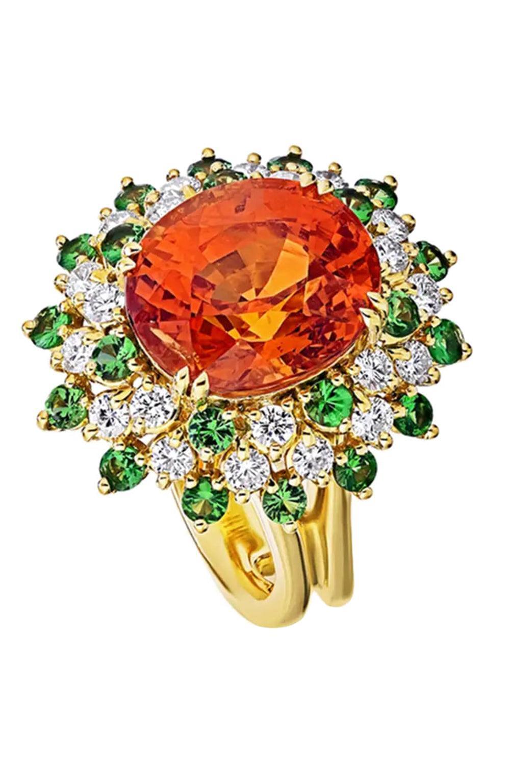 Diamond Tsavorite Spessarite Ring-YELLOW GOLD-6.25-JEWELRYFINE JEWELRING-ALEXANDER LAUT