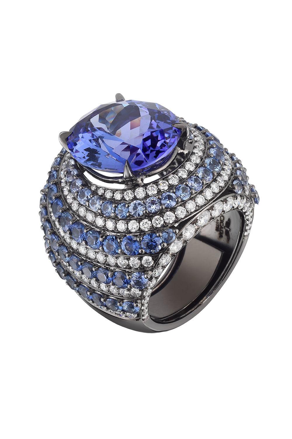 Tanzanite Dome Ring-WHITE GOLD-6-JEWELRYFINE JEWELRING-CICADA
