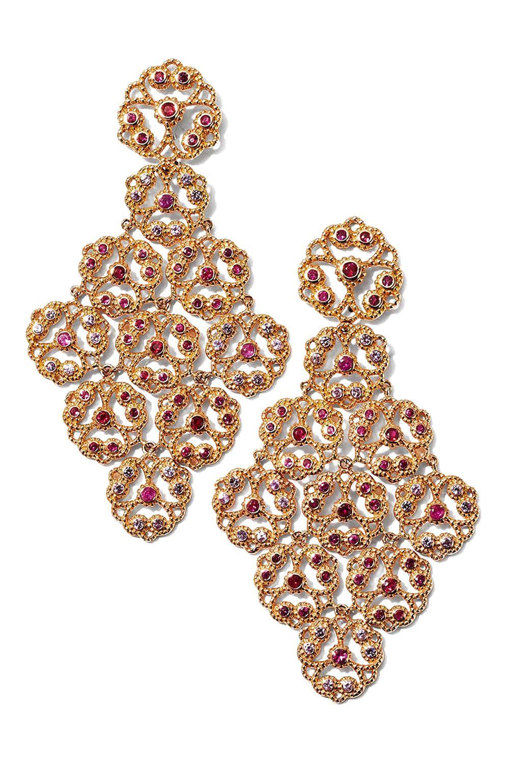 Ruby Sapphire Drop Earrings-ROSE GOLD-JEWELRYFINE JEWELEARRING-ALEXANDER LAUT