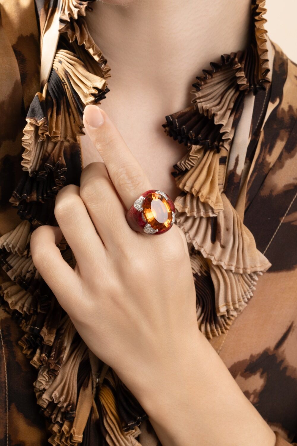 Citrine Red Oval Ring-SILVER-7-JEWELRYFINE JEWELRING-ANDREOLI