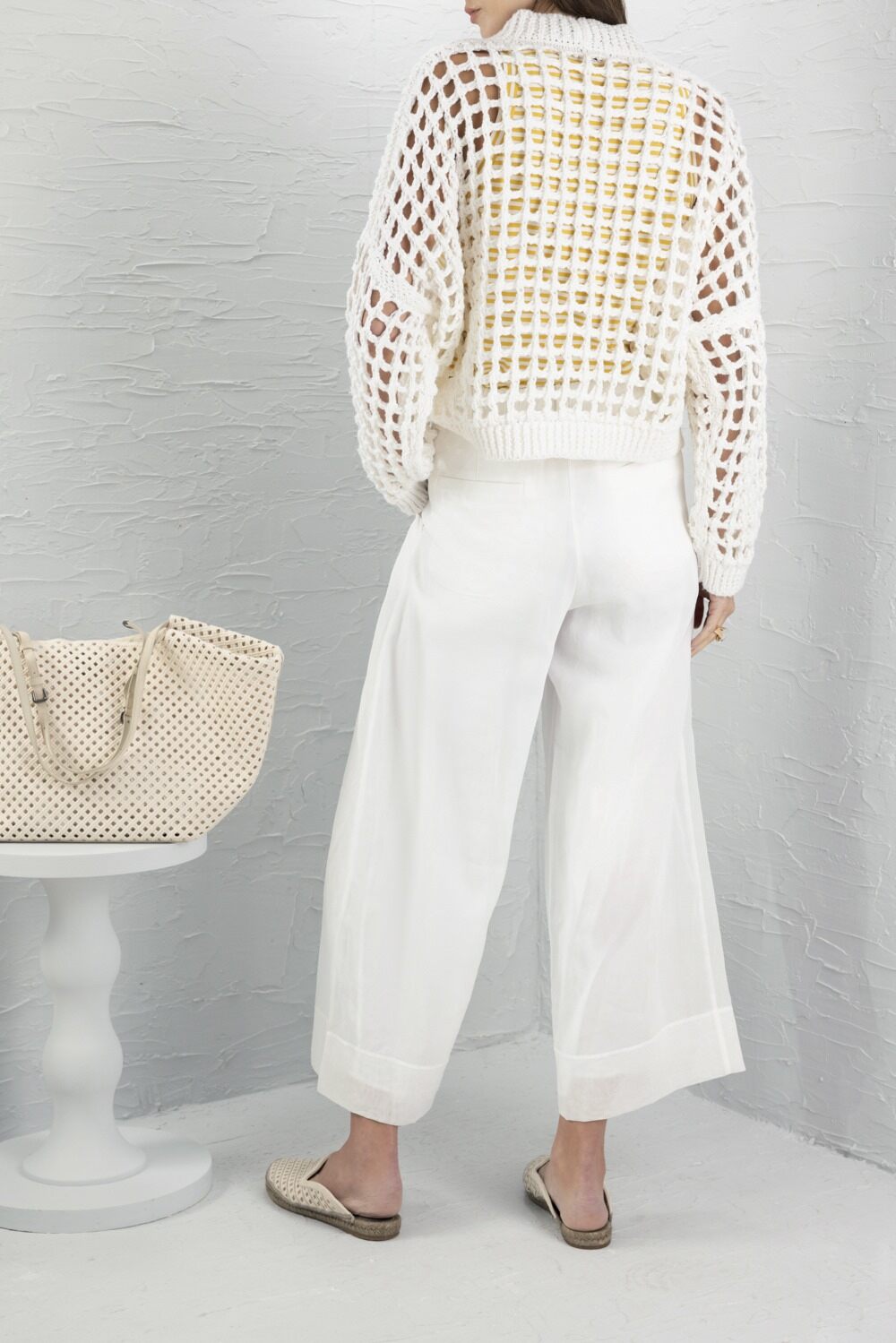 Essential Net Button Cardigan-WHITE-XS-CLOTHINGTOPCARDIGAN-BRUNELLO CUCINELLI