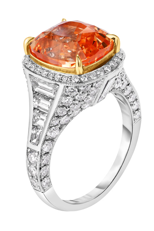 Padaparascha Sapphire Diamond Ring