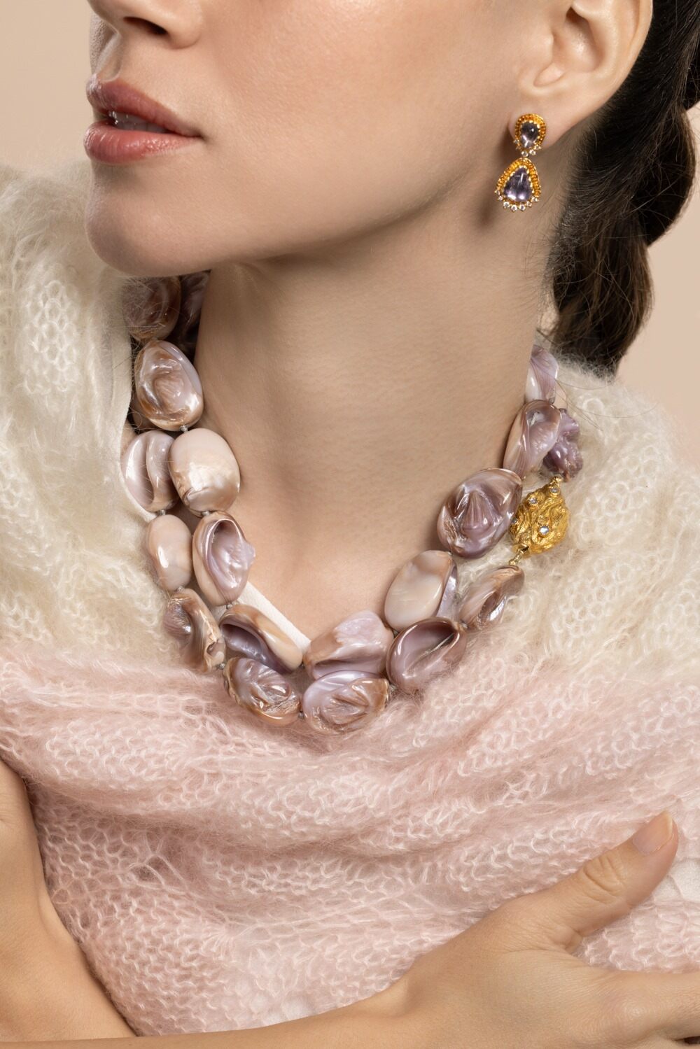 Moonstone Pearl Necklace-YELLOW GOLD-JEWELRYFINE JEWELNECKLACE O-VICTOR VELYAN