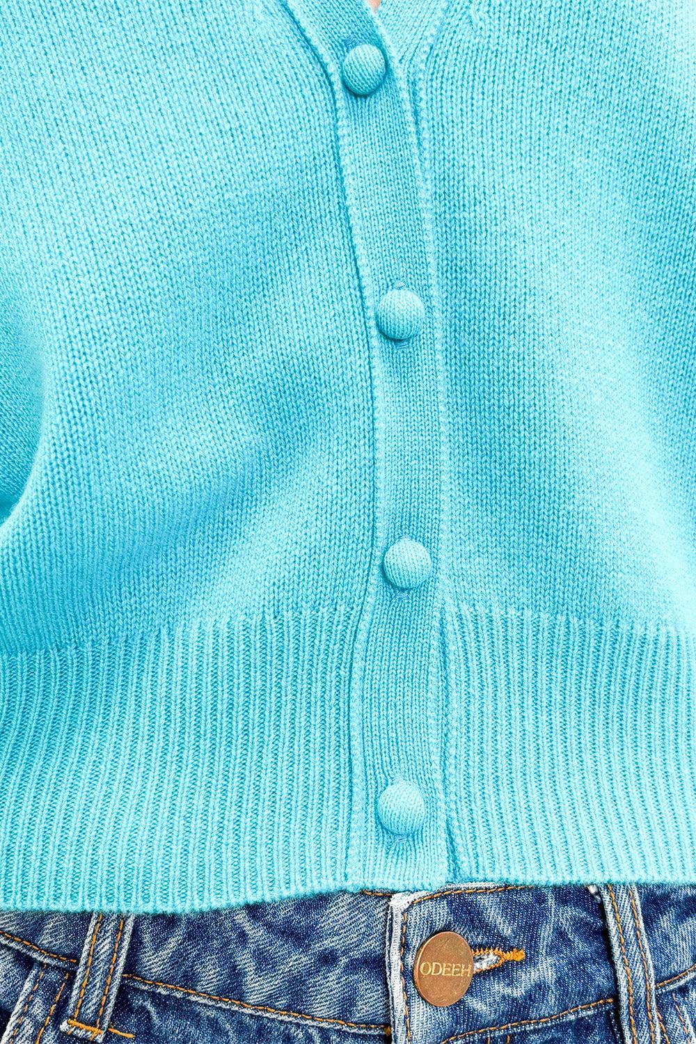 V Neck Cardigan-BLUE-XS-CLOTHINGTOPCARDIGAN-ODEEH