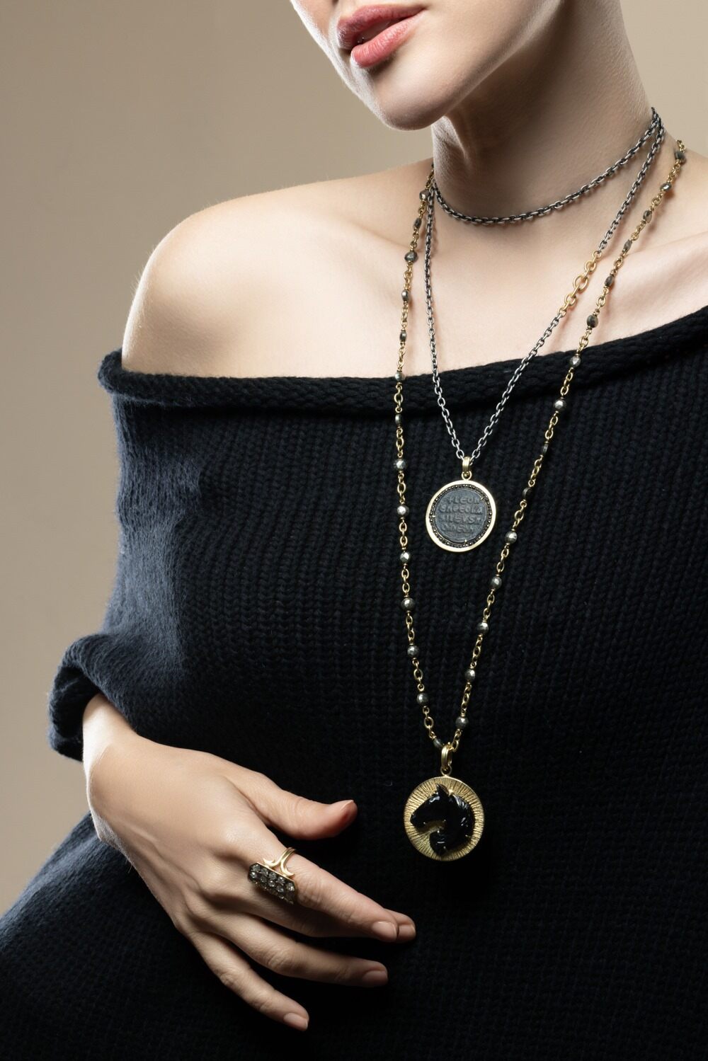 Mixed Metal Chain Necklace-YELLOW GOLD-32-JEWELRYFINE JEWELNECKLACE O-SYLVA & CIE